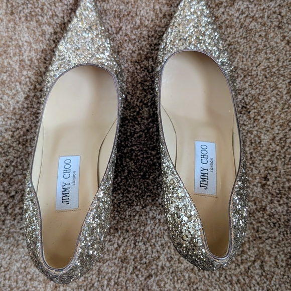 Jimmy Choo Romy Glitter Heels - Picture 15 of 16